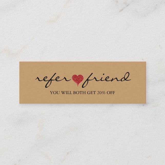 Elegant Modern Minimalist Red Heart Referral Card (Front)