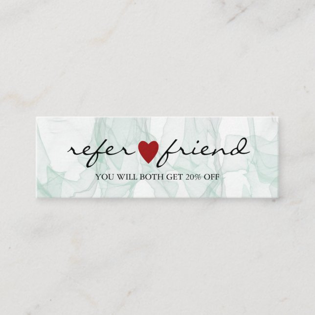 Elegant Modern Minimalist Red Heart Referral Card (Front)