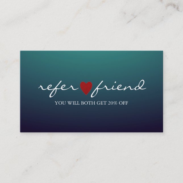 Elegant Modern Minimalist Red Heart Referral Card (Front)