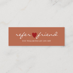 Elegant Modern Minimalist Red Heart Referral Card