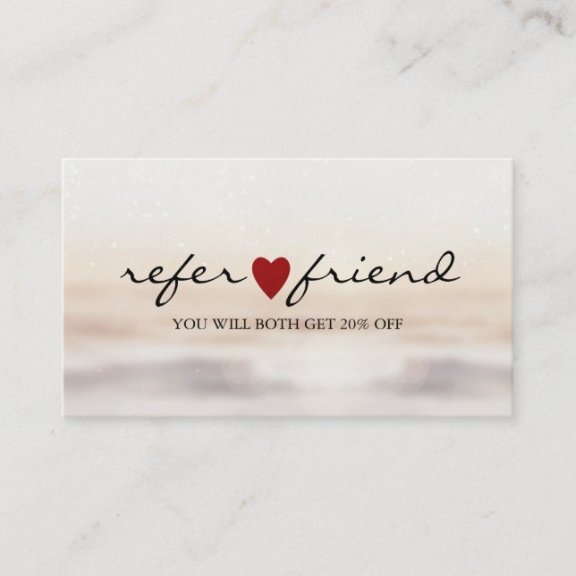 Elegant Modern Minimalist Red Heart Referral Card (Front)