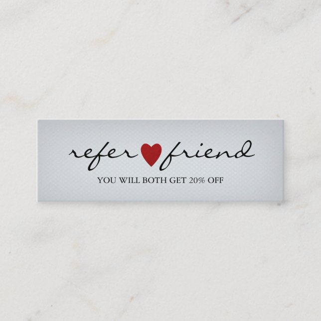 Elegant Modern Minimalist Red Heart Referral Card (Front)