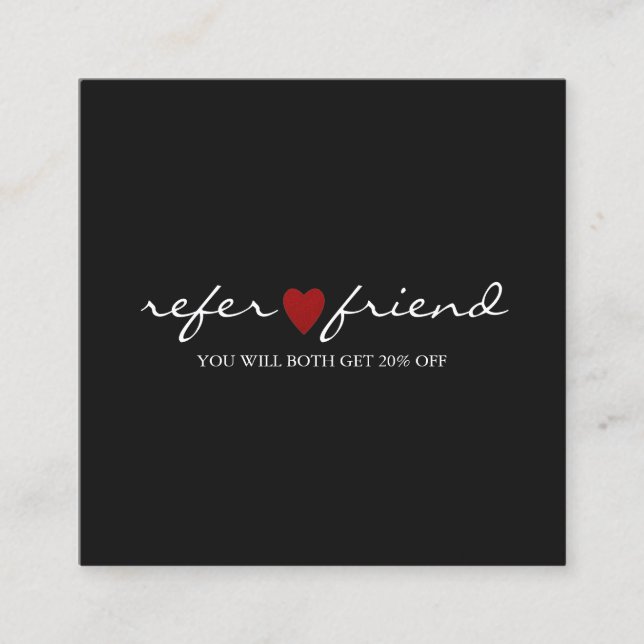 Elegant Modern Minimalist Red Heart Referral Card (Front)