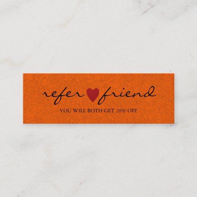Elegant Modern Minimalist Red Heart Referral Card (Front)