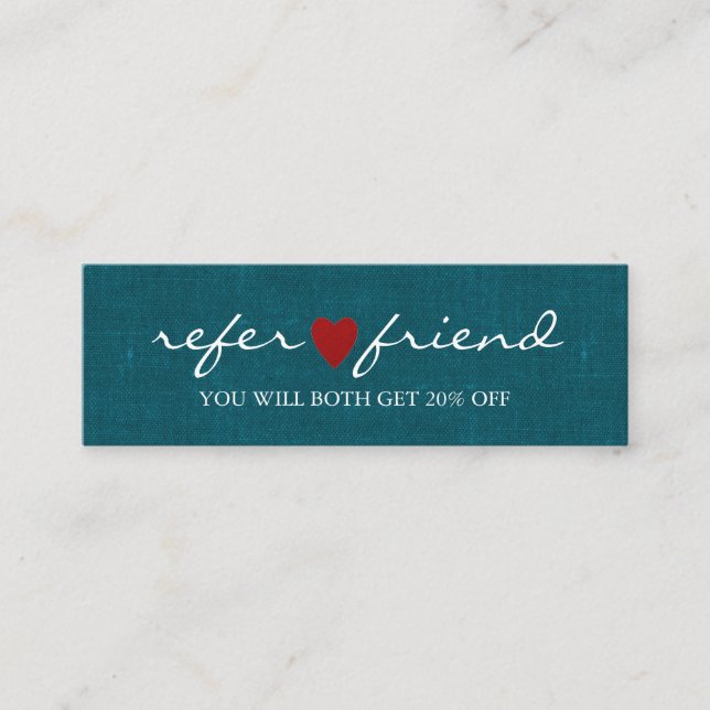 Elegant Modern Minimalist Red Heart Referral Card (Front)