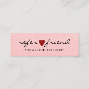 Elegant Modern Minimalist Red Heart Referral Card