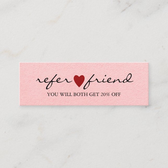 Elegant Modern Minimalist Red Heart Referral Card (Front)