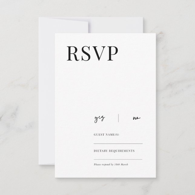 Elegant modern minimalist RSVP Reply Card (Front)