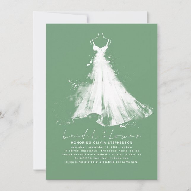 Elegant Modern Minimalist Sage Green Bridal Shower Invitation (Front)