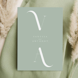 Elegant Modern Minimalist Sage Green Wedding Invitation