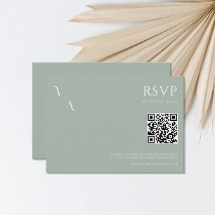 Elegant Modern Minimalist Sage Green Wedding RSVP Card