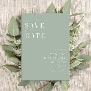 Elegant Modern Minimalist Sage Green Wedding Save The Date