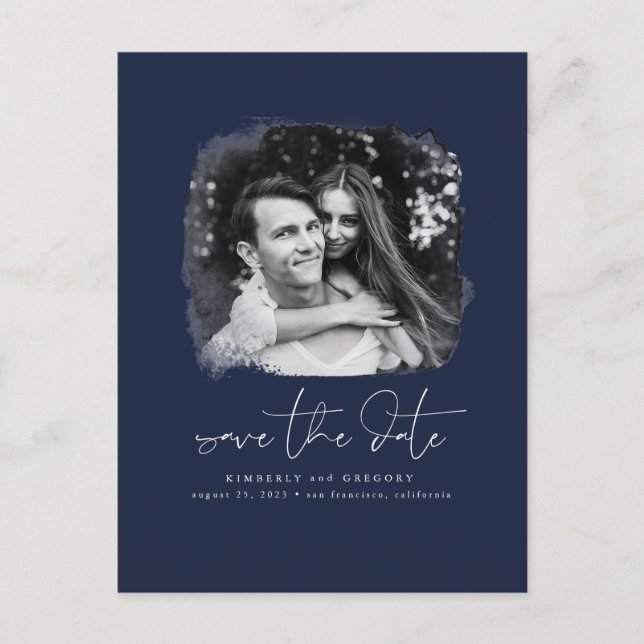 Elegant Modern Minimalist Save The Date Photo Announcement Postcard (Front)