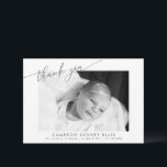 Elegant Modern Minimalist Script Baby Photo Birth Thank You Card<br><div class="desc">Elegant Modern Minimalist Script Baby Photo Birth Announcement Thank You Card</div>