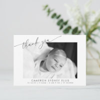 Elegant Modern Minimalist Script Baby Photo Birth