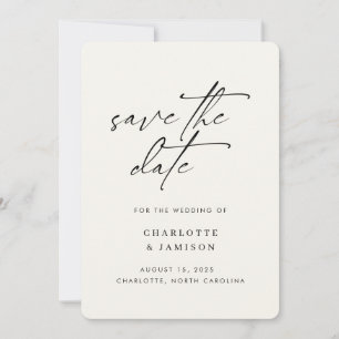 Elegant Modern Minimalist Script Ivory Photo Save The Date