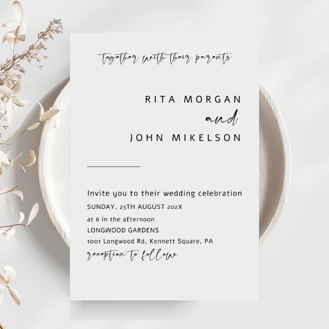 Elegant Modern Minimalist Script Wedding Invitation (Creator Uploaded)