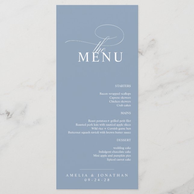 Elegant Modern Minimalist Script Wedding Menu (Front)