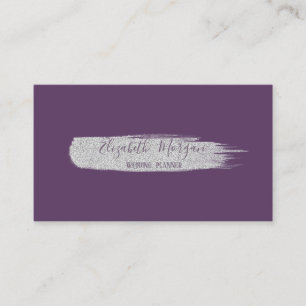 Elegant Modern Minimalist,Silver Brush Stroke Business Card
