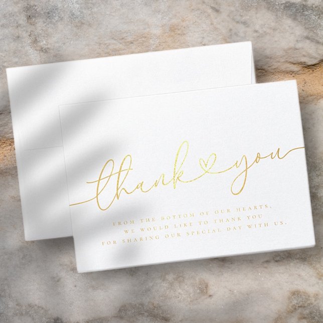 Elegant Modern Minimalist Simple Wedding Thank You Foil Card (Creator Uploaded)