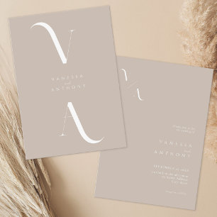 Elegant Modern Minimalist Taupe Wedding Invitation