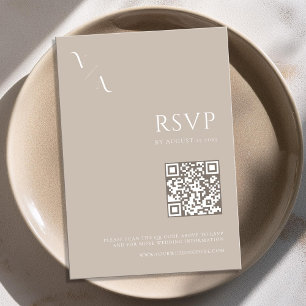 Elegant Modern Minimalist Taupe Wedding RSVP Card