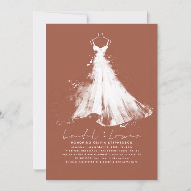 Elegant Modern Minimalist Terracotta Bridal Shower Invitation (Front)