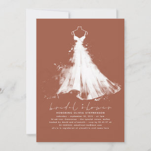 Elegant Modern Minimalist Terracotta Bridal Shower Invitation