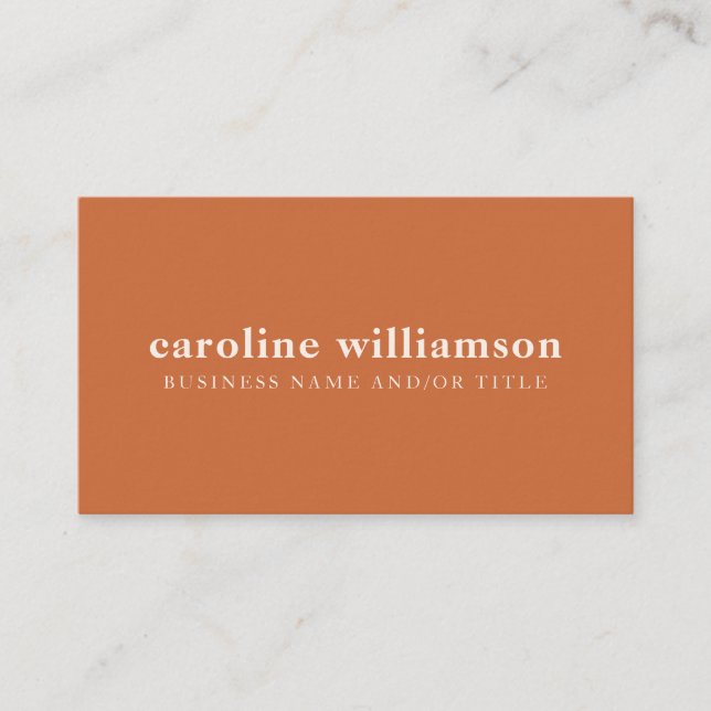 Elegant Modern Minimalist Terracotta Business Card (Front)