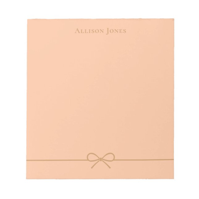 Elegant Modern Minimalist Trendy Girly Cute Bow Notepad (Front)