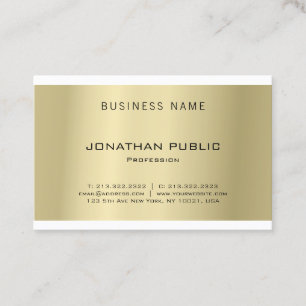 Elegant Modern Minimalist Trendy Gold Look Plain Business Card