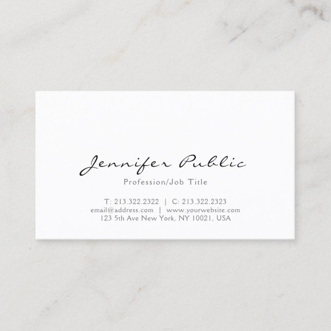 Elegant Modern Minimalist Typography Script Glossy Business Card (Front)