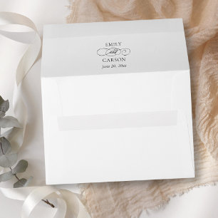 Elegant Modern Minimalist Wedding Black & White Envelope
