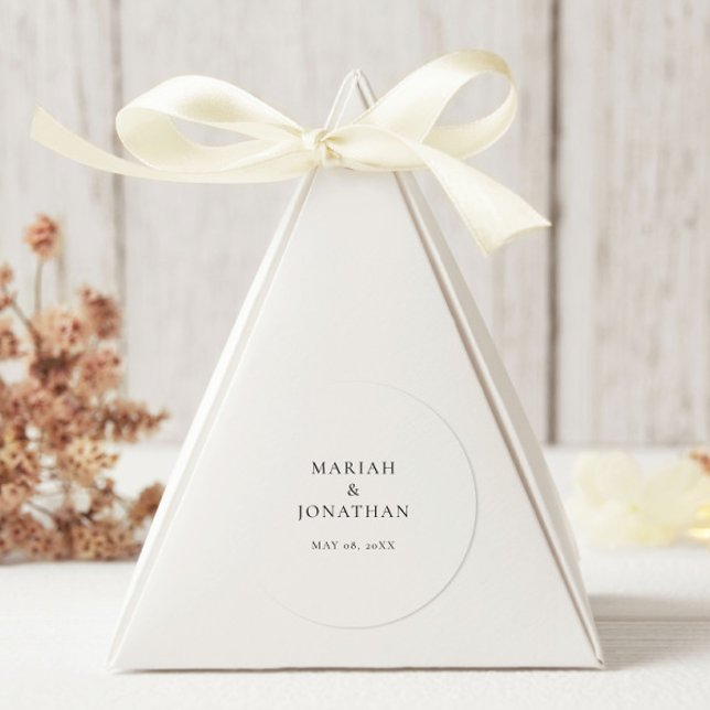 Elegant Modern Minimalist Wedding Classic Round Sticker (Creator Uploaded)