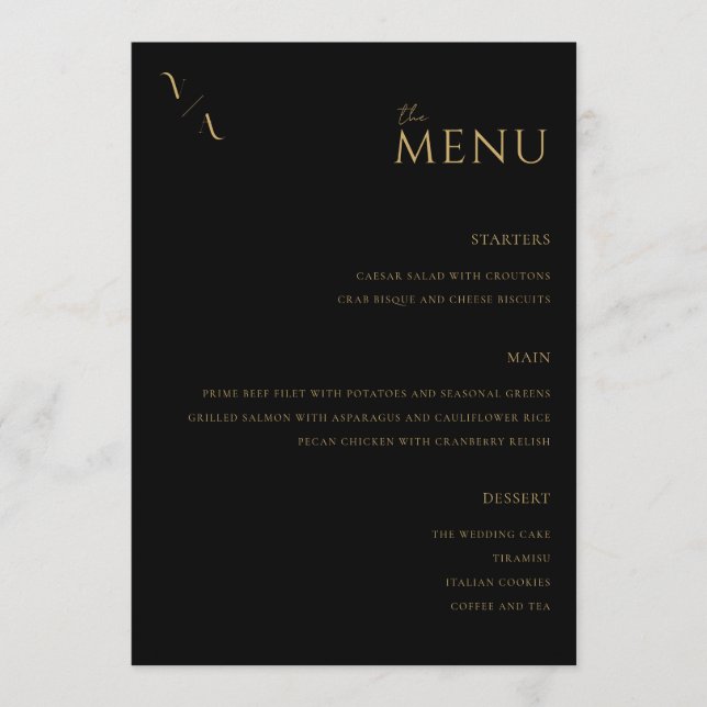 Elegant Modern Minimalist Wedding Menu (Front)