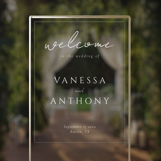 Elegant Modern Minimalist Wedding Welcome Acrylic Sign (Creator Uploaded)