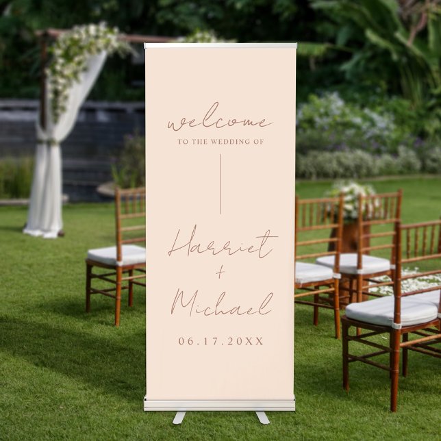 Elegant Modern Minimalist Wedding Welcome Retractable Banner (Creator Uploaded)