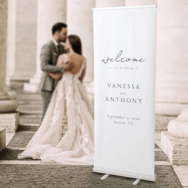 Elegant Modern Minimalist Wedding Welcome Retractable Banner (Creator Uploaded)