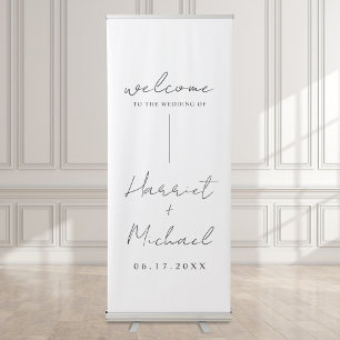 Elegant Modern Minimalist Wedding Welcome Retractable Banner