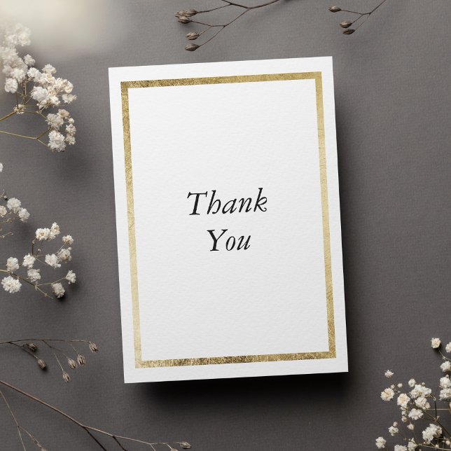 Elegant Modern Minimalist White Gold 50th Birthday Thank You Card (Elegant Modern Minimalist White Gold 50th Birthday Thank You Card )