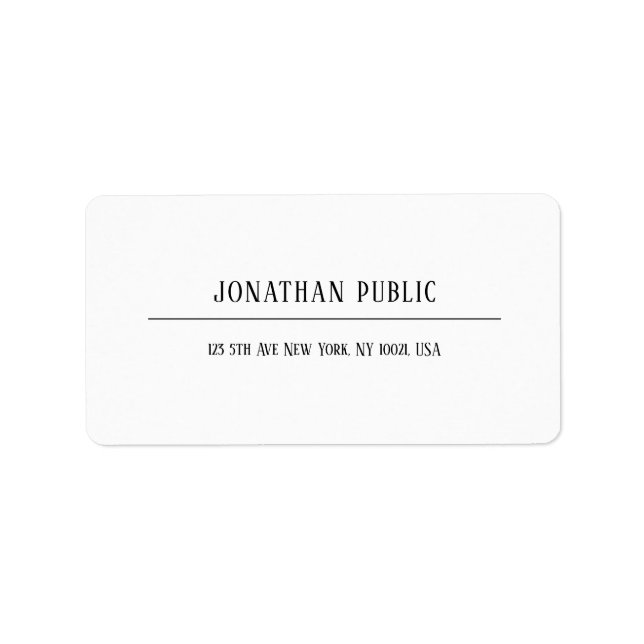 Elegant Modern Minimalist White Template Address Label (Front)