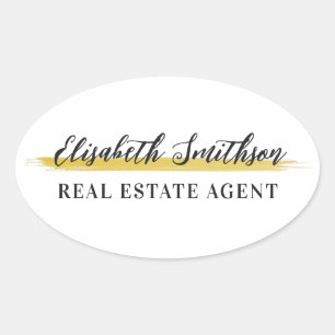 Elegant Modern Minimalistic Custom Template Name Oval Sticker