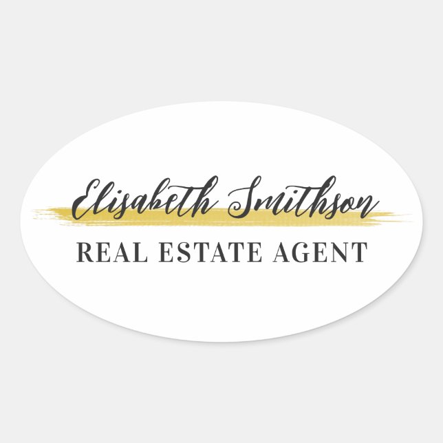   Elegant Modern Minimalistic Custom Template Name Oval Sticker (Front)