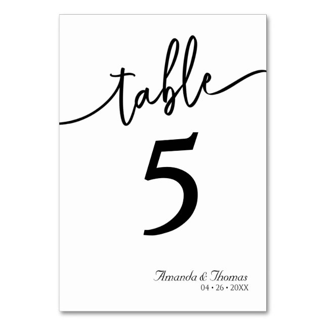 Elegant Modern Minimalistic Table Card (Front)