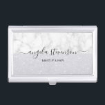 Elegant modern mint glitter makeup artist business card holder<br><div class="desc">Modern design featuring faux glitter texture,  white marble and elegant calligraphy font.</div>