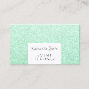 Elegant modern mint green glitter event planner business card