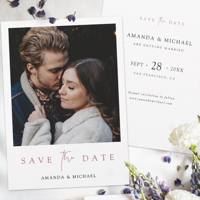 Elegant Modern Mixed Font Rose Gold Photo Wedding Save The Date (Creator Uploaded)