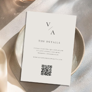 Elegant Modern Monogram Black and Ivory Wedding Enclosure Card