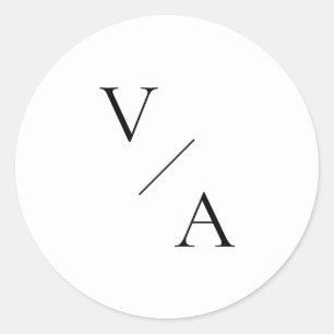 Elegant Modern Monogram Black and White Wedding Classic Round Sticker