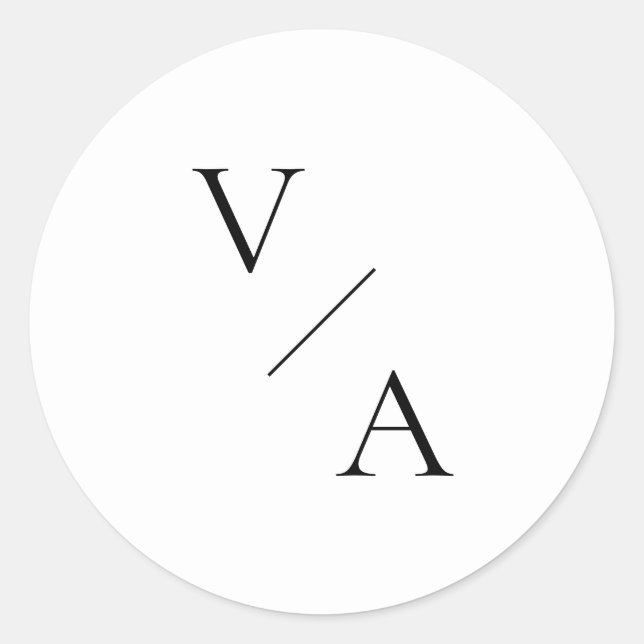 Elegant Modern Monogram Black and White Wedding Classic Round Sticker (Front)